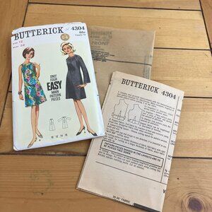 A-Line Dress Butterick 4304 Sewing Pattern Women's Bust 32" Vintage 1960s